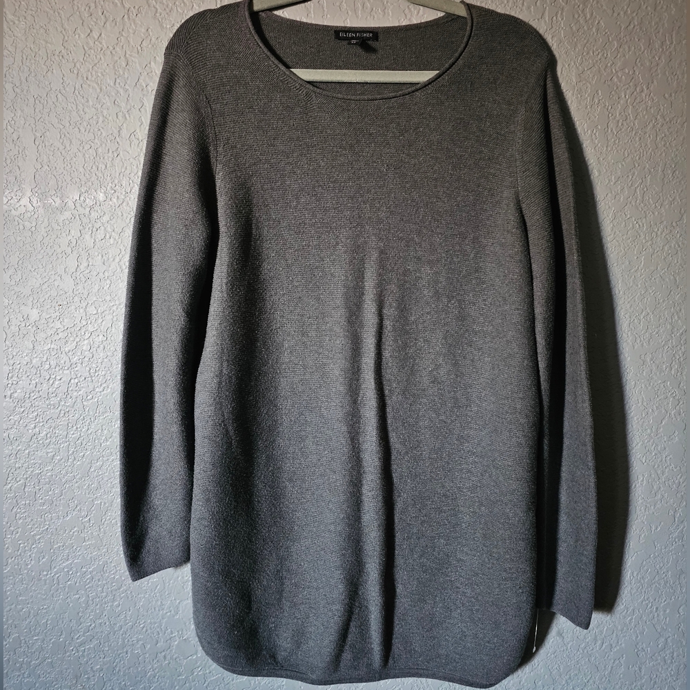 EILEEN FISHER Gray Organic Cotton 100% Sweater Size Small